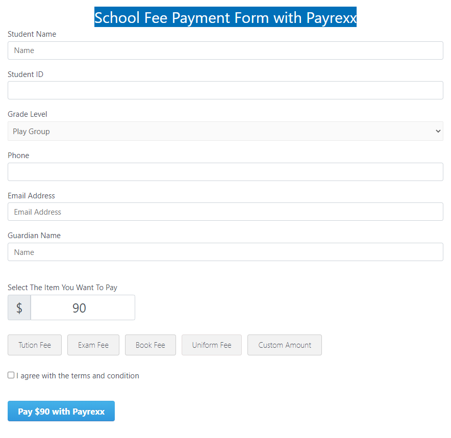 school fee payment form