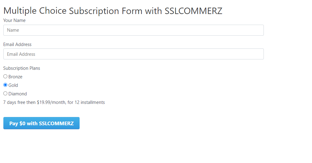 multiple choice subscription form