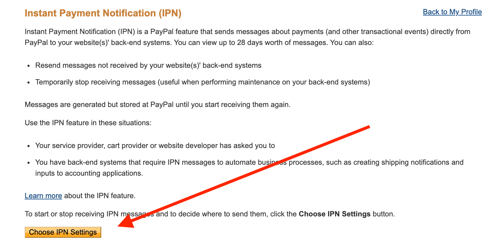 Choose IPN setup