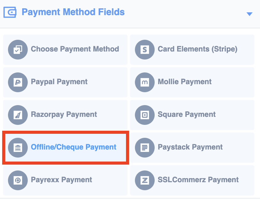 Offline payment field