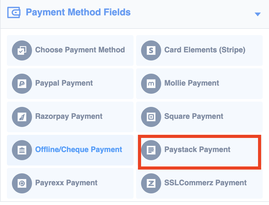 Paystack field