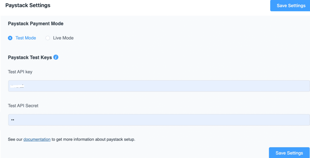 Paystack settings