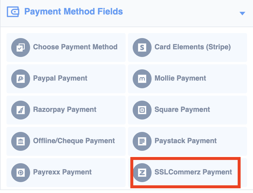 SSLCOMMERZ payment field