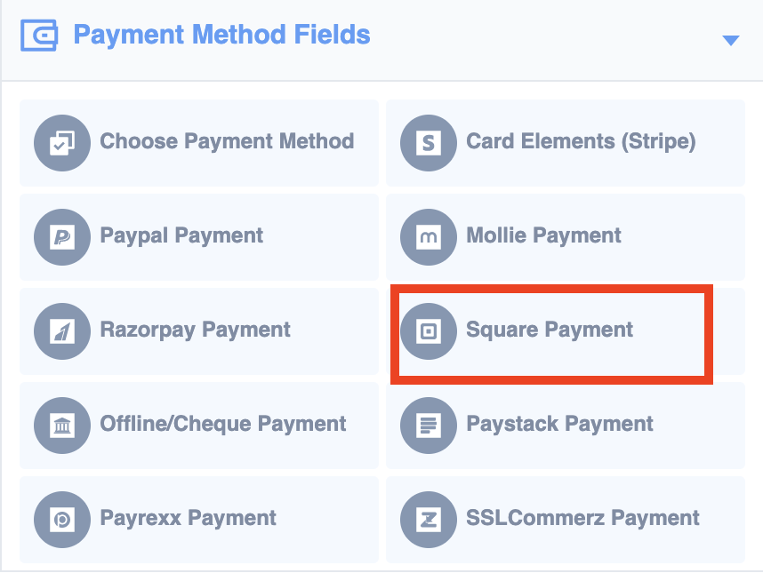 Square payment field