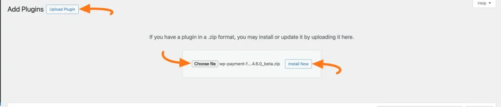 Upload plugin-choose file-install now