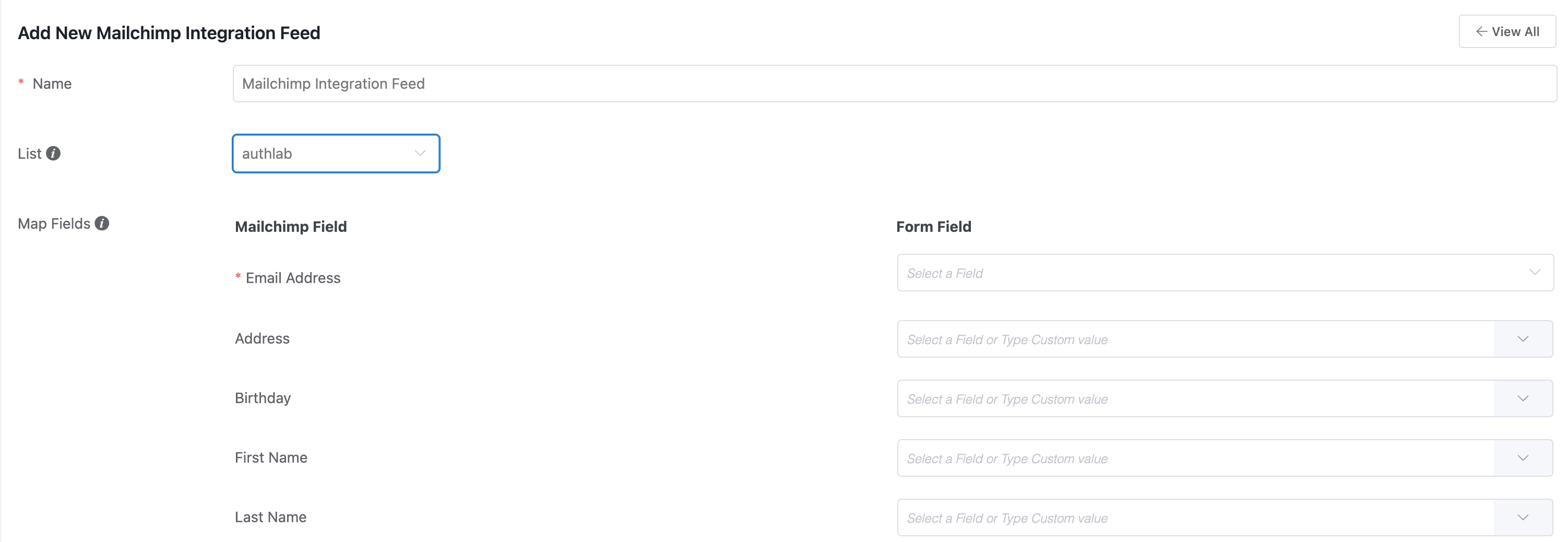 Mailchimp feed