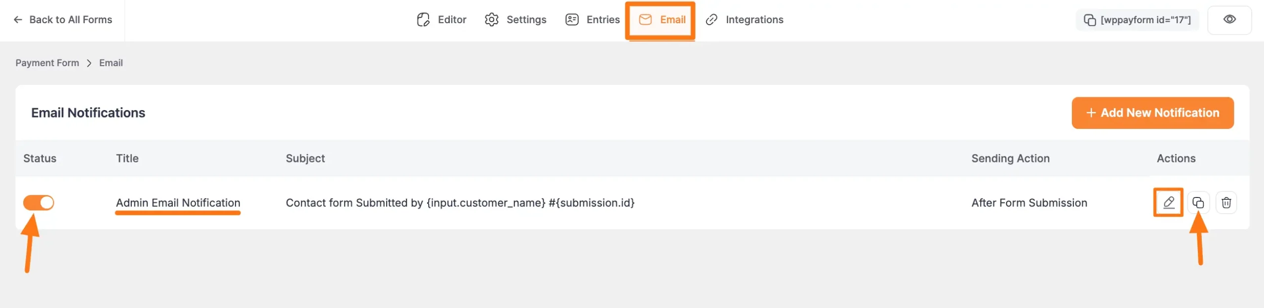 setup admin email notification