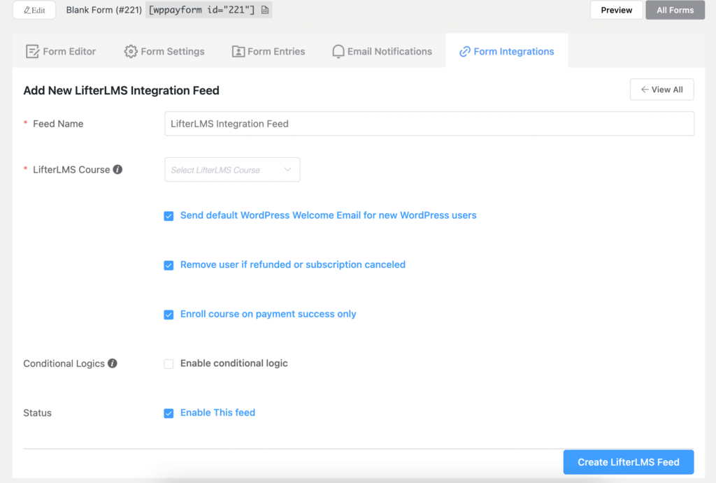 LifterLMS integration feed - Paymattic