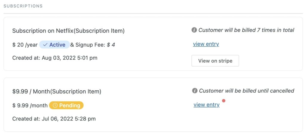 View Subscriptions