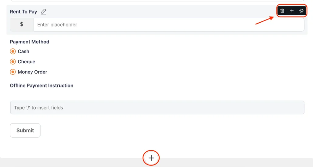 offline payment form edit