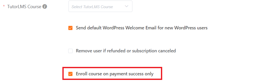 enroll course on payment success 