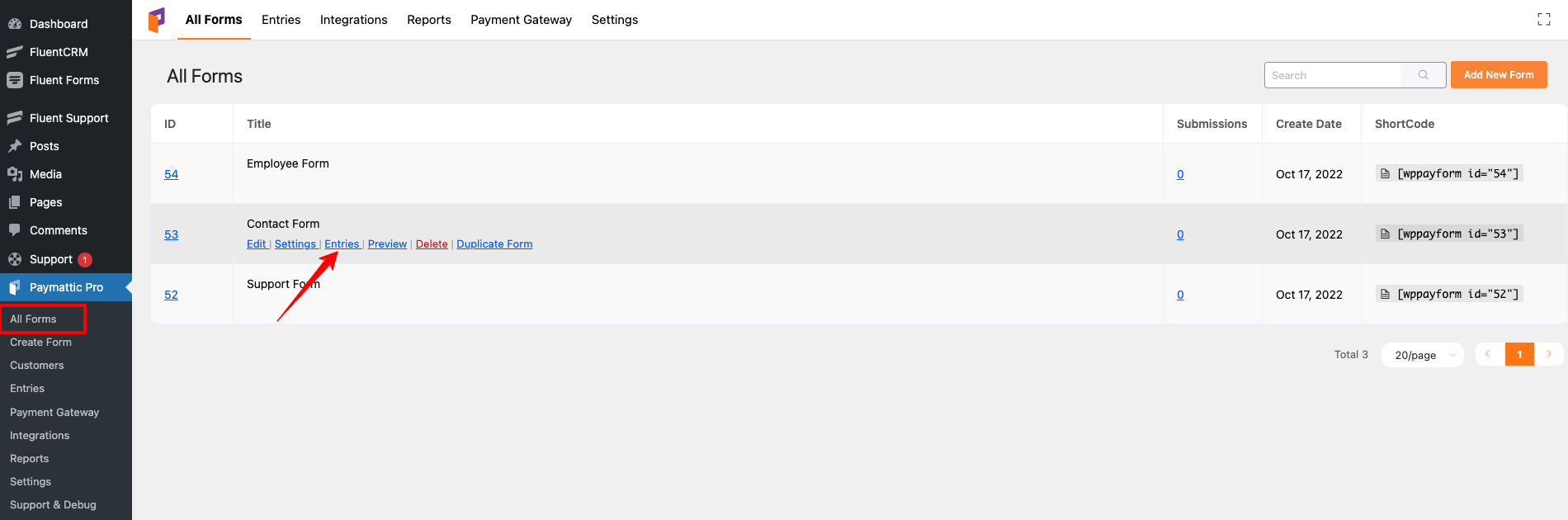 Form Entries