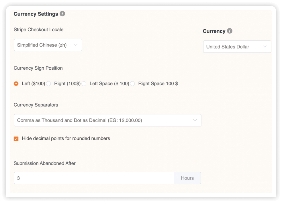 Currency Settings