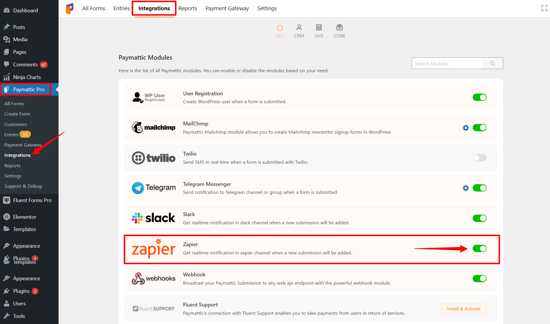 Enable Zapier