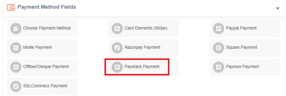 paystack payment field