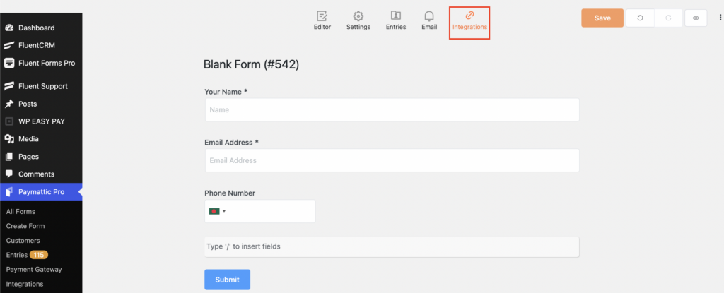 form integration