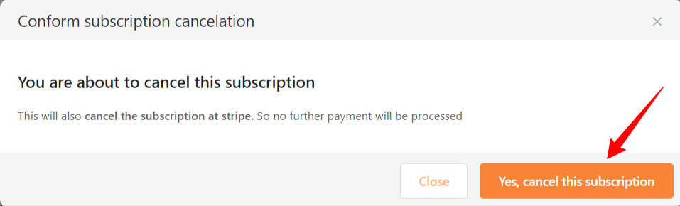 Yes,Cancel this Subscription