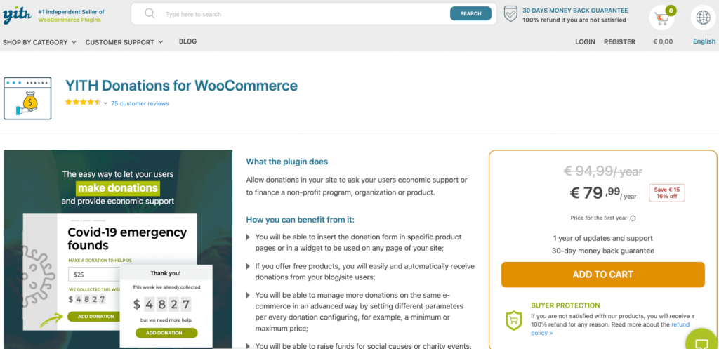 donations for woocommerce