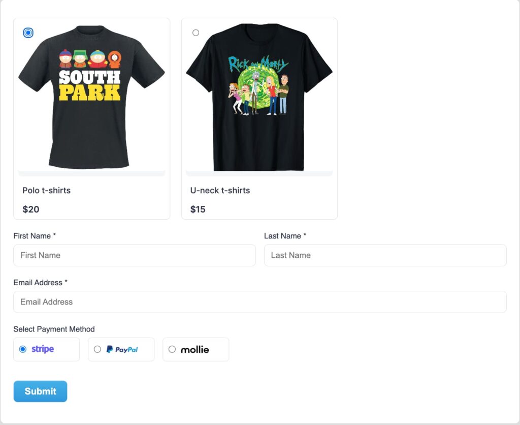 payment form