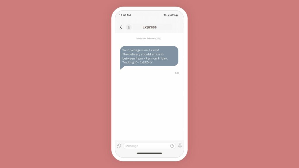 SMS alert for delivery services