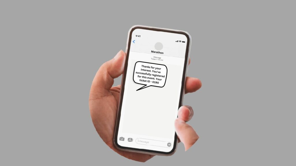 Text message notification for registration