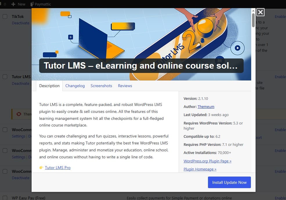 tutor lms dashboard