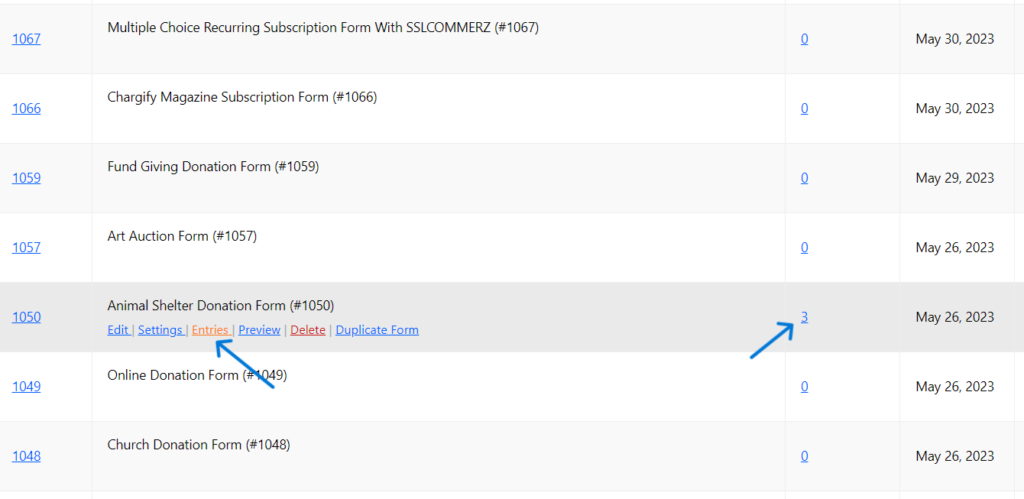 Export form entries in WordPress