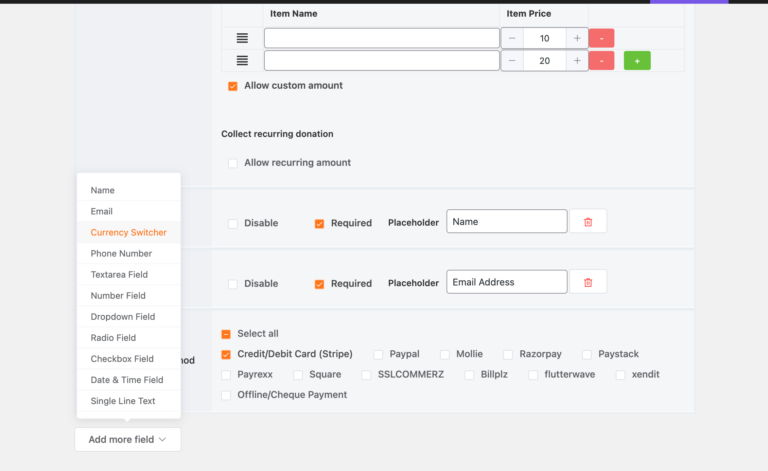 Form Switcher Paymattic Currency Switcher: Accept Donations in Multiple Currencies