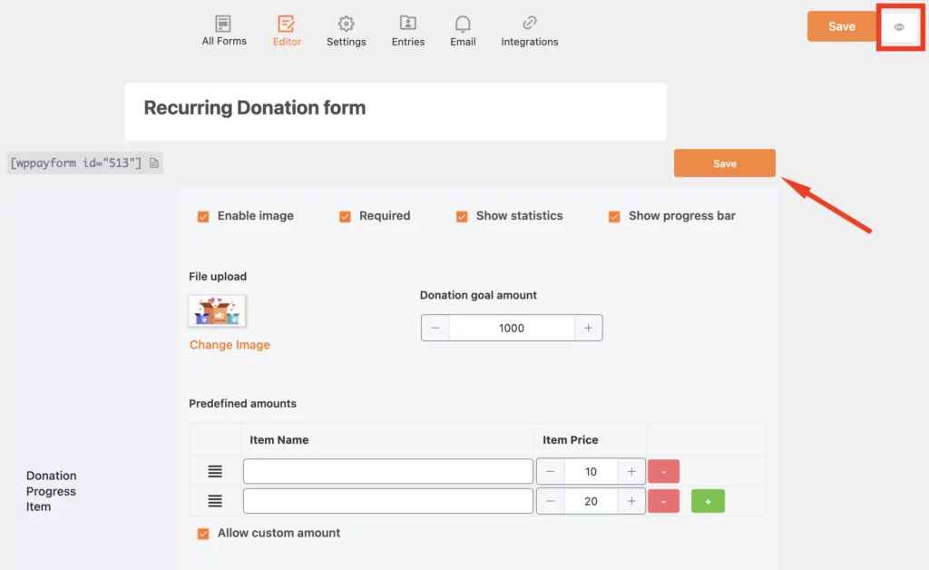 monthly donation form