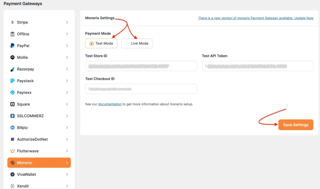 moneris payment gateway configuration