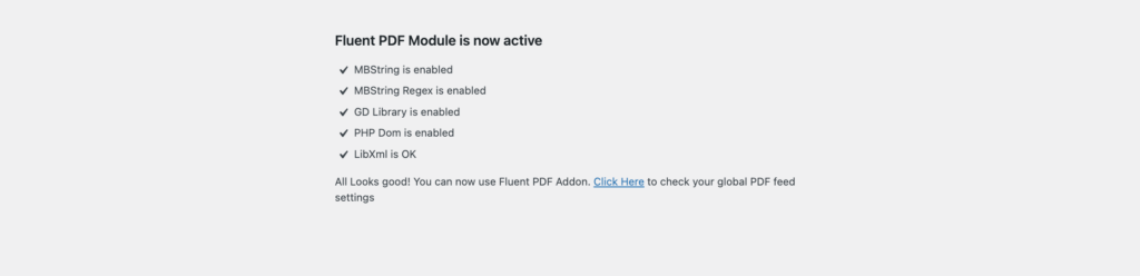 Fluent PDF module active