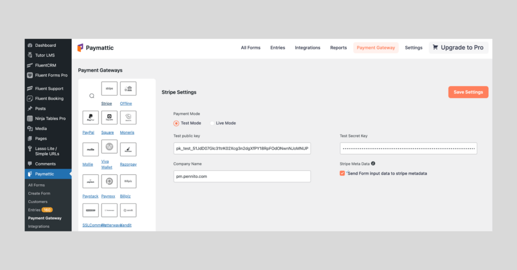 Configure payment gateway