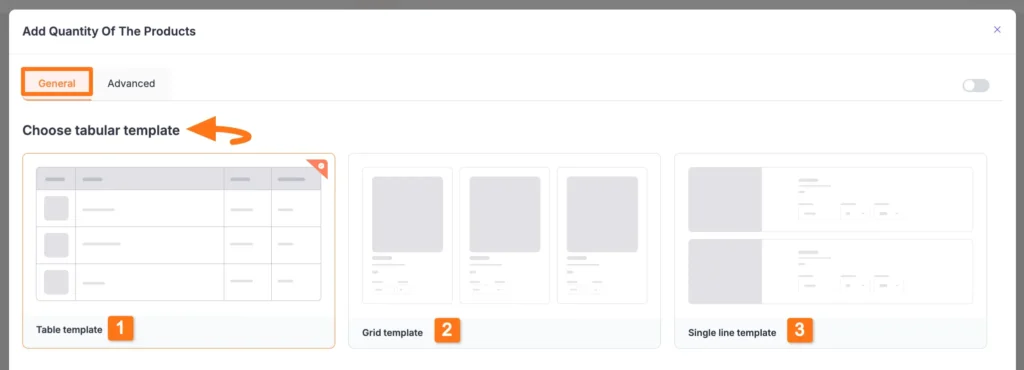 Choose Tabular Template