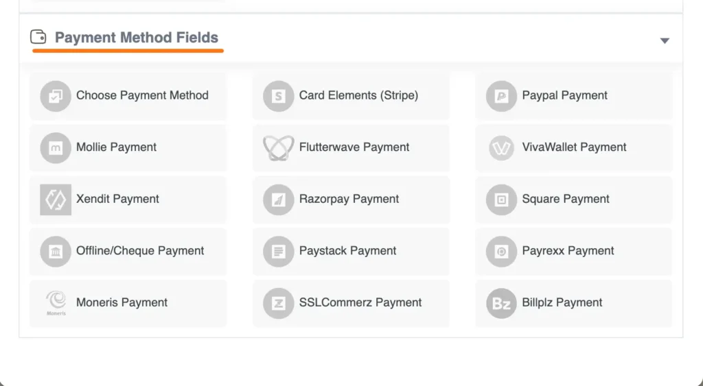 Payment Method Fields