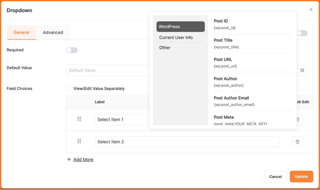 drop-down field