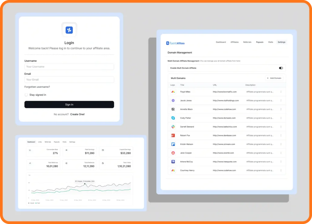 FluentAffiliates affiliate portal