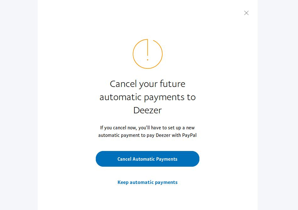 confirmation that you've canceled recurring payments on PayPal