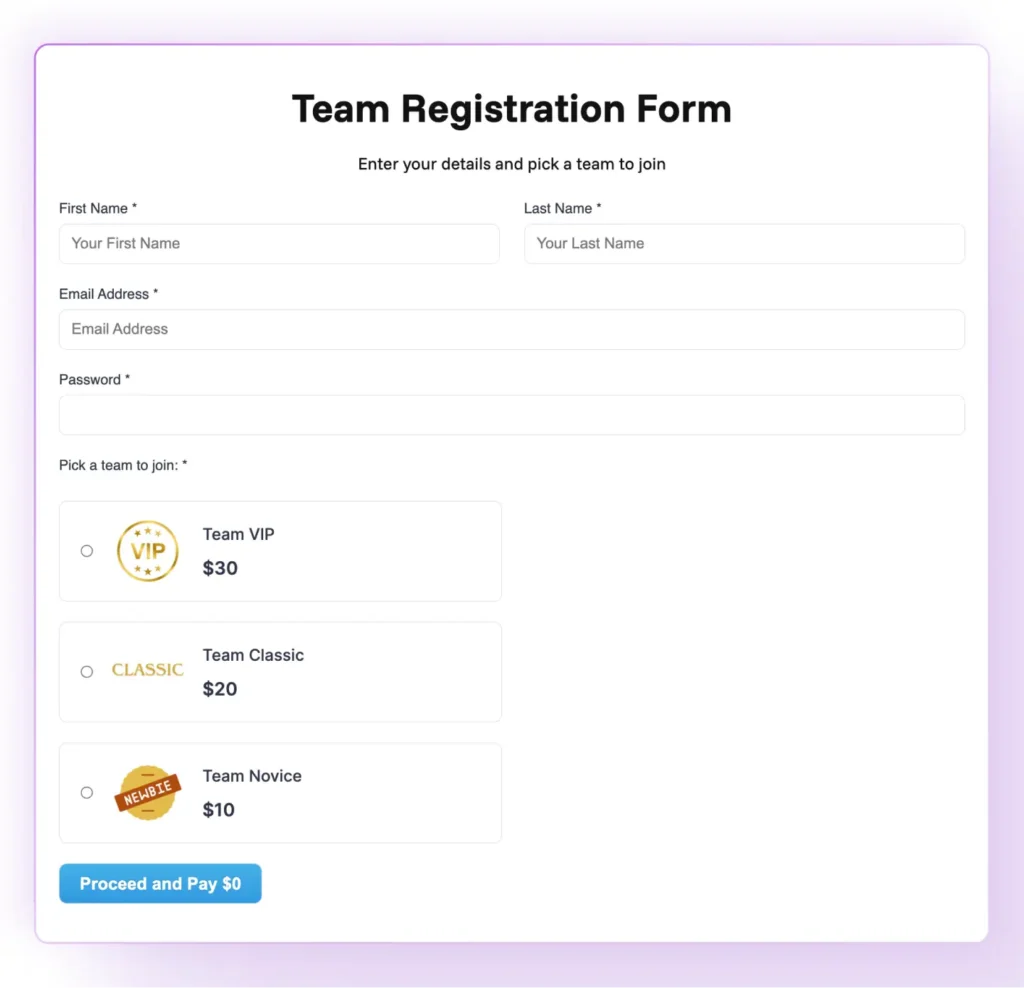 User registration form preview paid user registration form WordPress preview