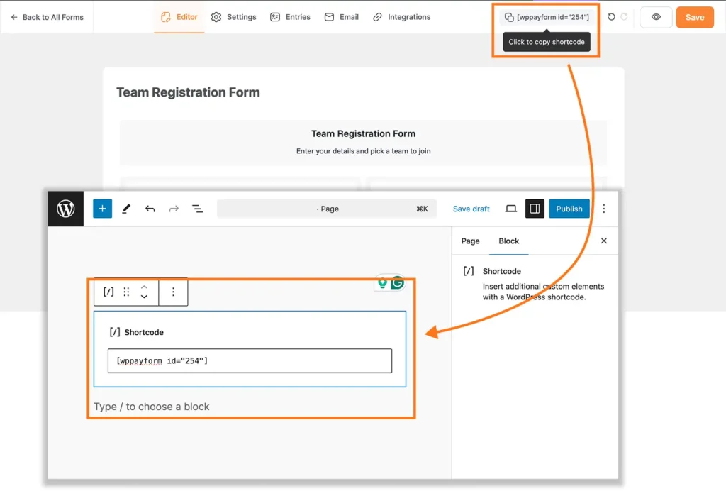 Integrating the user registration form into WordPress website Integrating the user registration form into WordPress website
