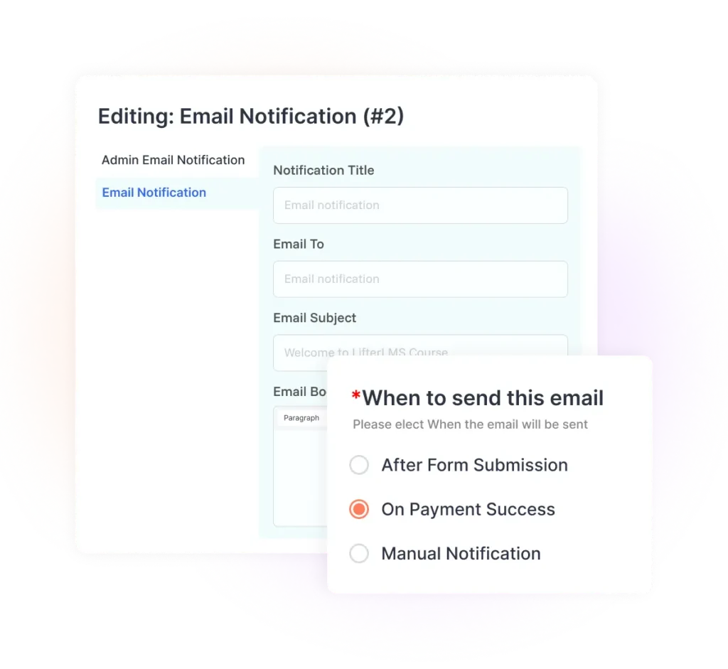 WordPress payment plugin email notification