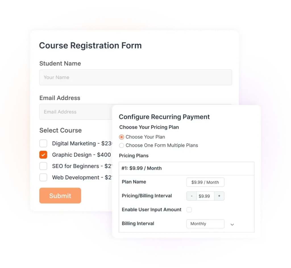 Course registration form