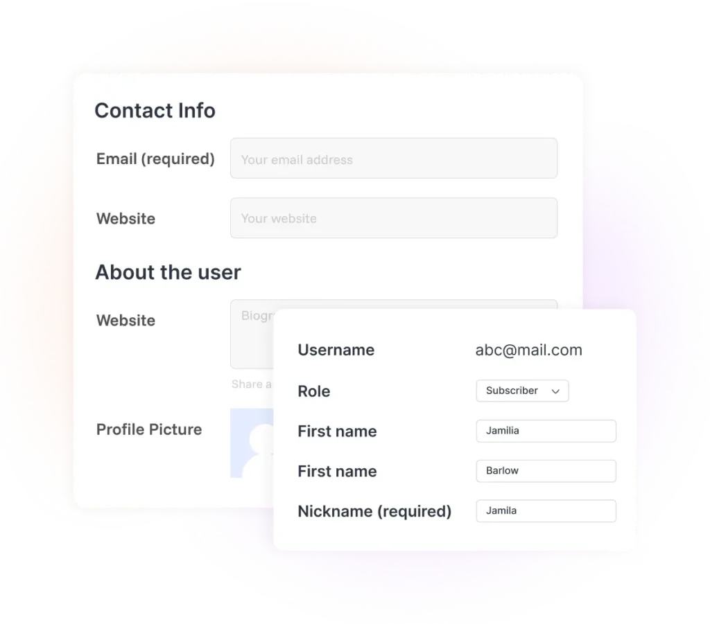 WordPress member registration form