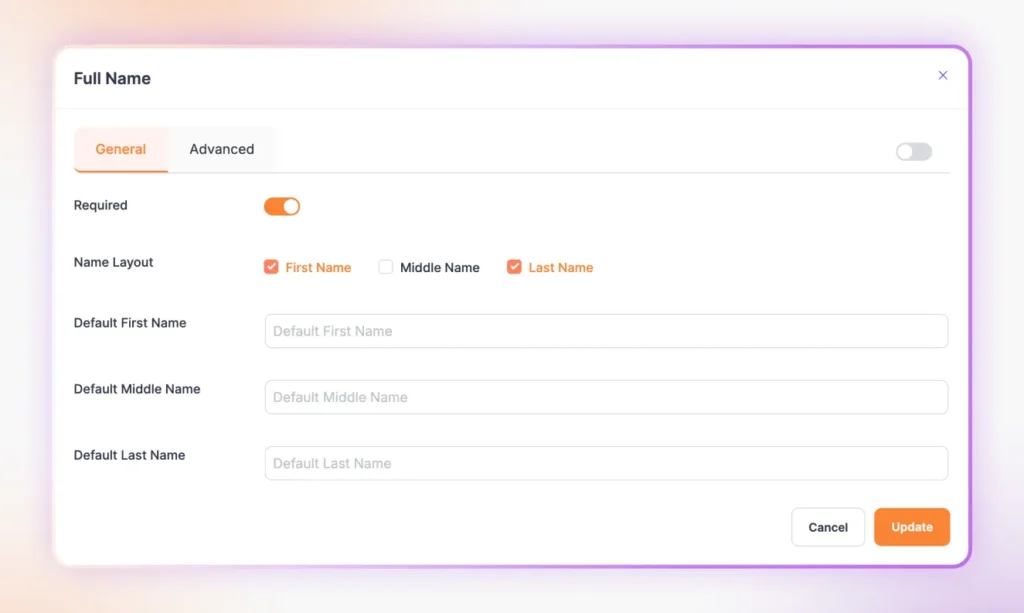Full Name Field Settings