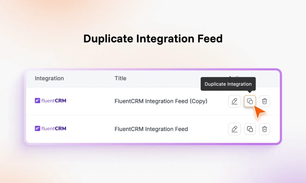 Duplicate Integration Feed