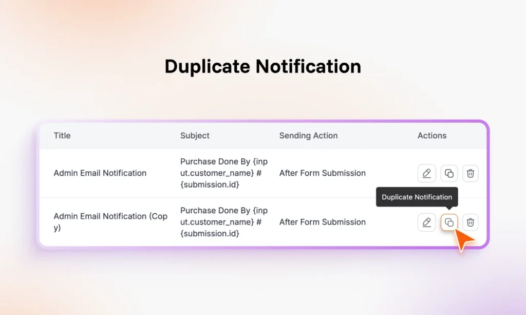 Duplicate Notification