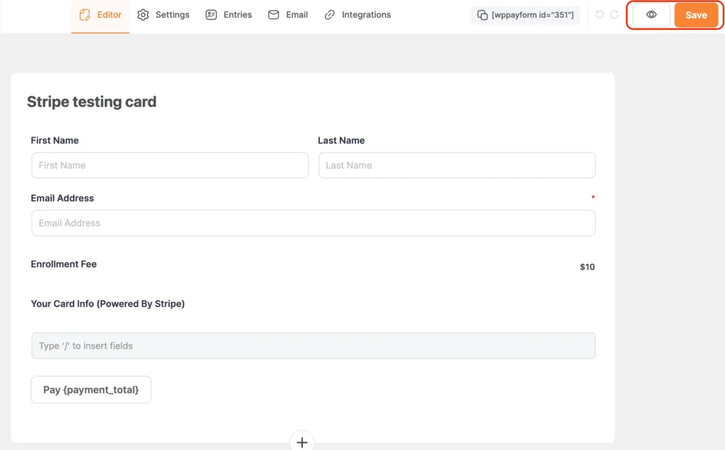 creating form with paymattic