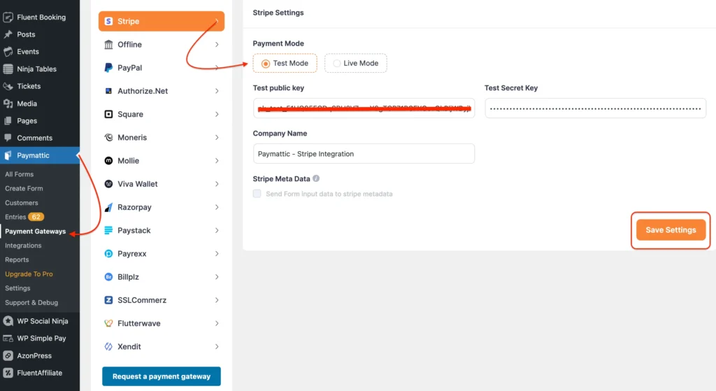 configure stripe testing card numbers