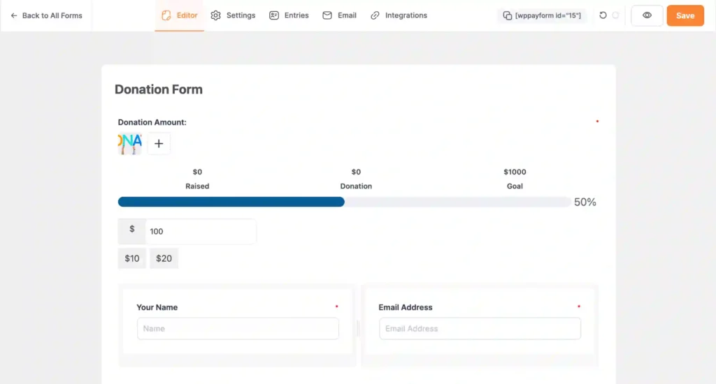 create a donation form