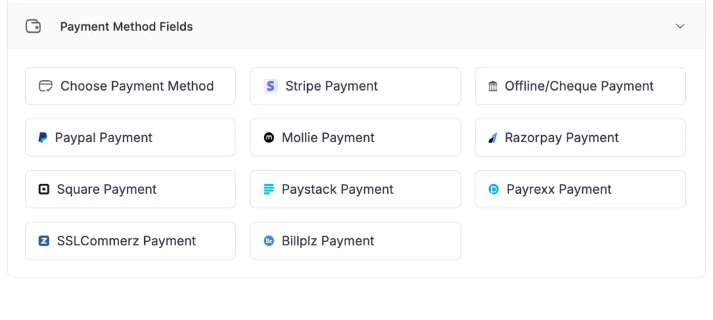 payment method field
