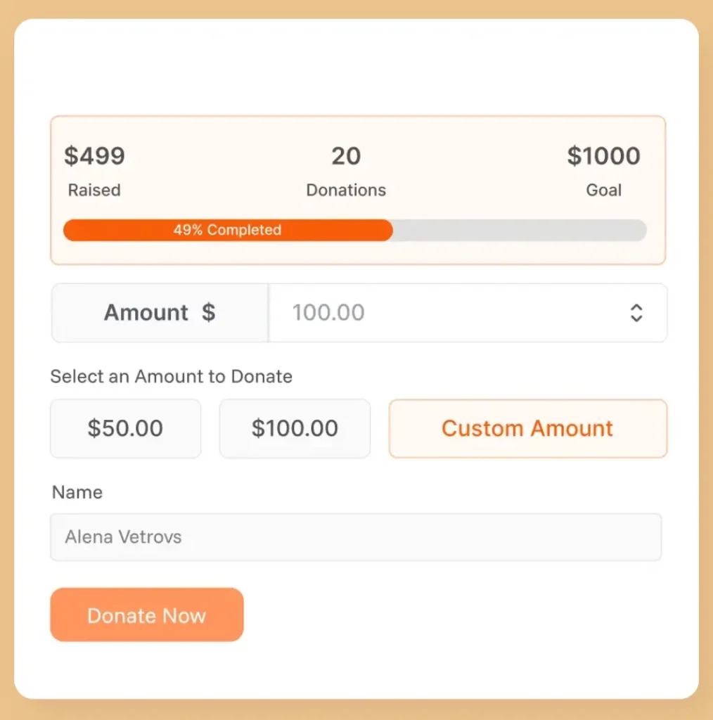 donation progress bar improves transparency.